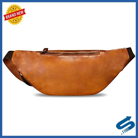 Genuine Leather Fanny Pack Crossbody Bag with Multiple Pockets